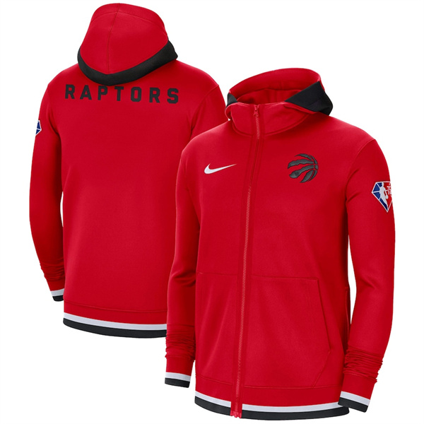 Men's Toronto Raptors Red 75th Anniversary Performance Showtime Full-Zip Hoodie Jacket Men's Toronto Raptors Red 75th Anniversary Performance Showtime Full-Zip Hoodie Jacket